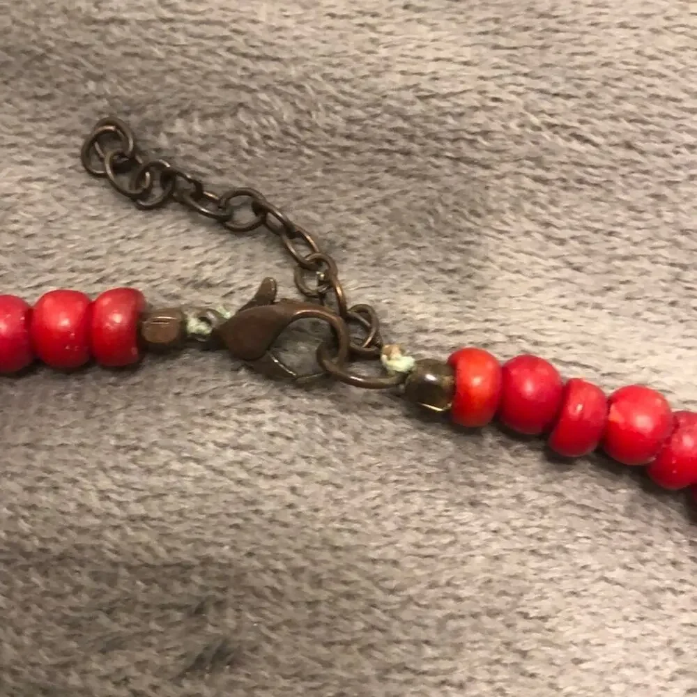 Red and Silver Beaded Statement Necklace